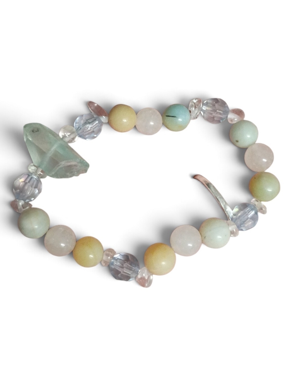 Enchanted Harmony: Amazonite, Clear Quartz & Aura Quartz Point Bracelet